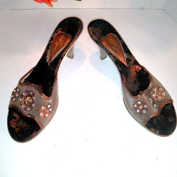 Dezario Italian Stacked Heel Mules Size 41 - Picture 4 of 13